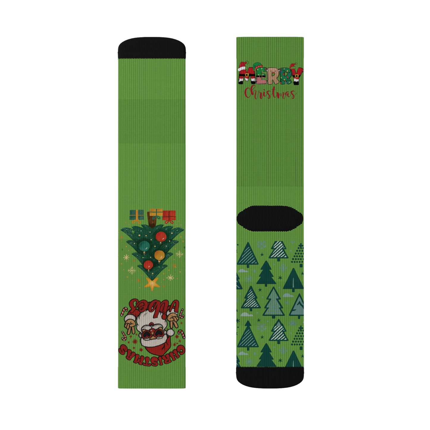 Santa Truck Graphic Socks | Christmas Sublimation Crew Socks