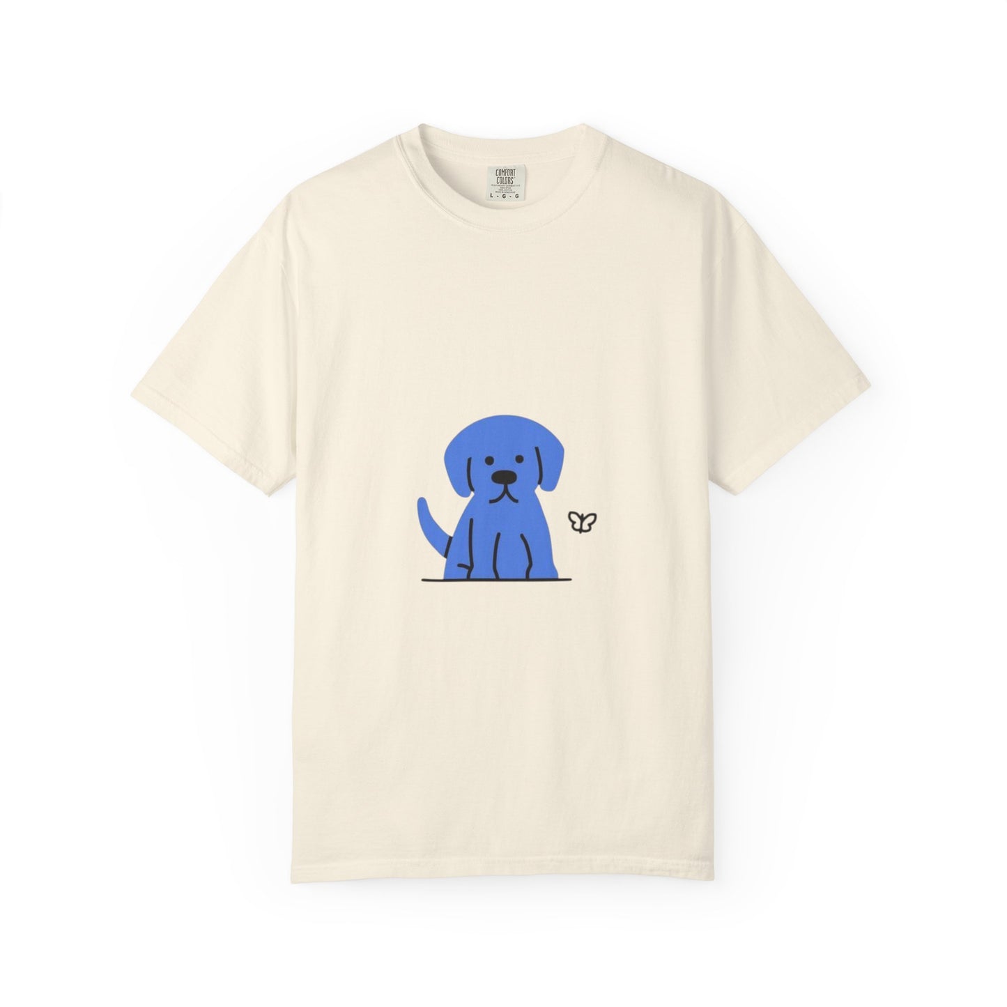 Cute Blue Dog Unisex Garment-Dyed T-shirt, Pet Lover Gift, Fashion Tee, Casual Wear, Birthday Present, Dog Lover Apparel