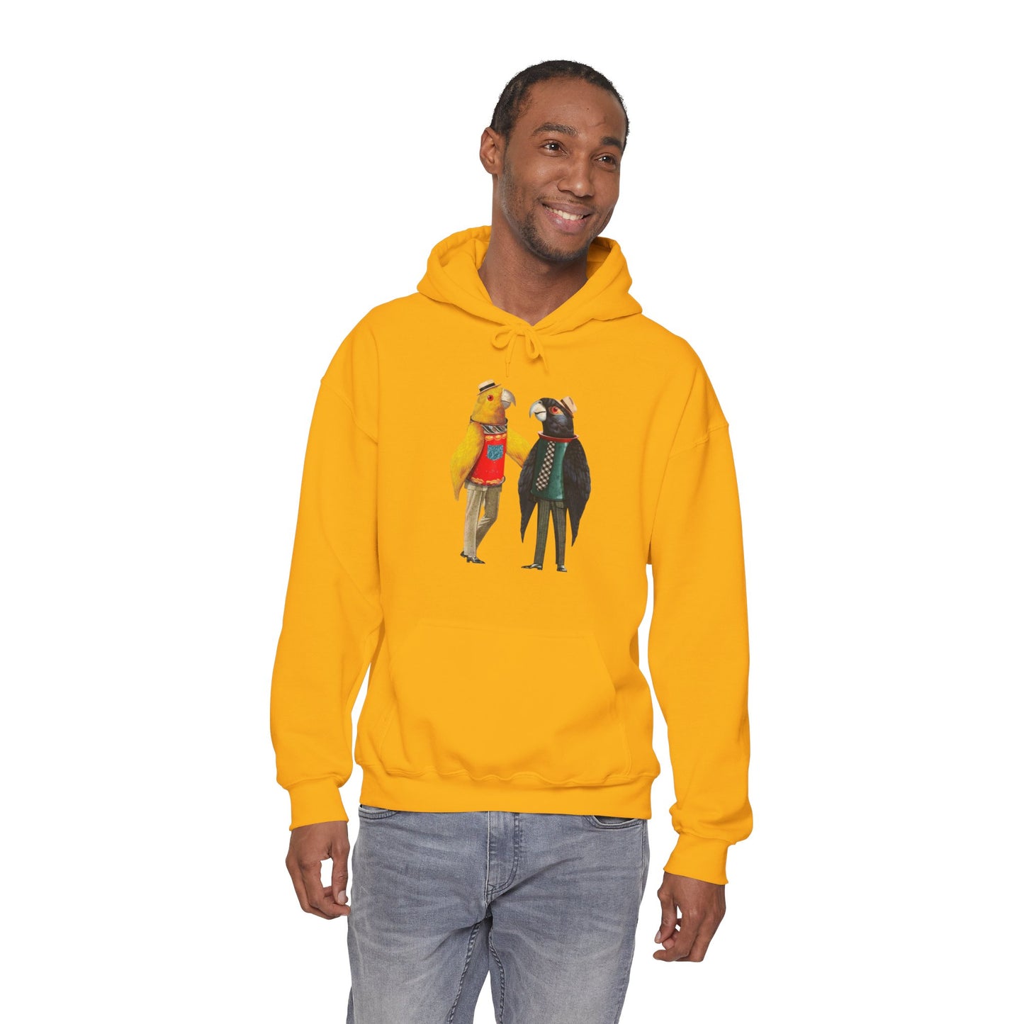 Hooded Sweatshirt Love Birds Parrots Couple Illustrations