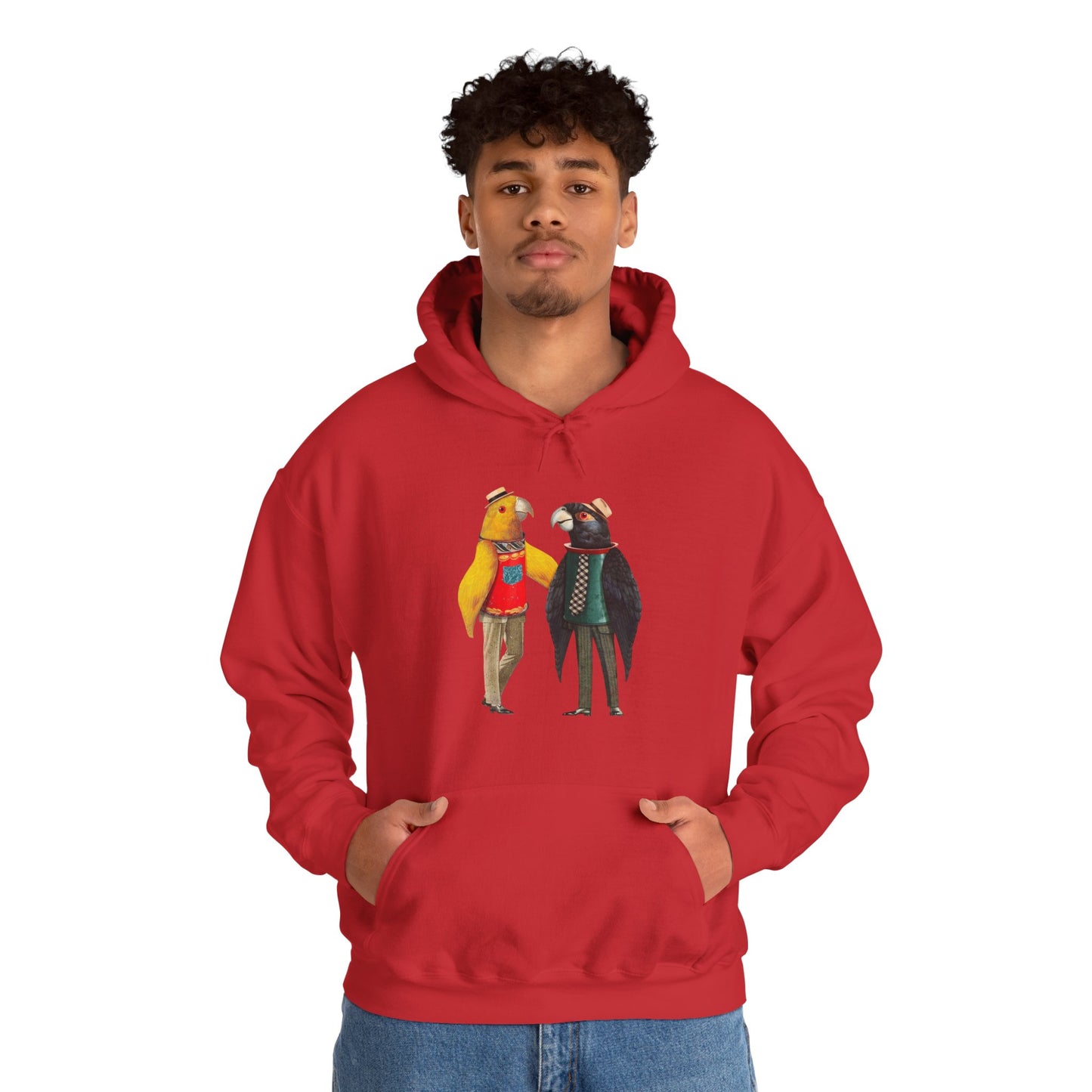 Hooded Sweatshirt Love Birds Parrots Couple Illustrations