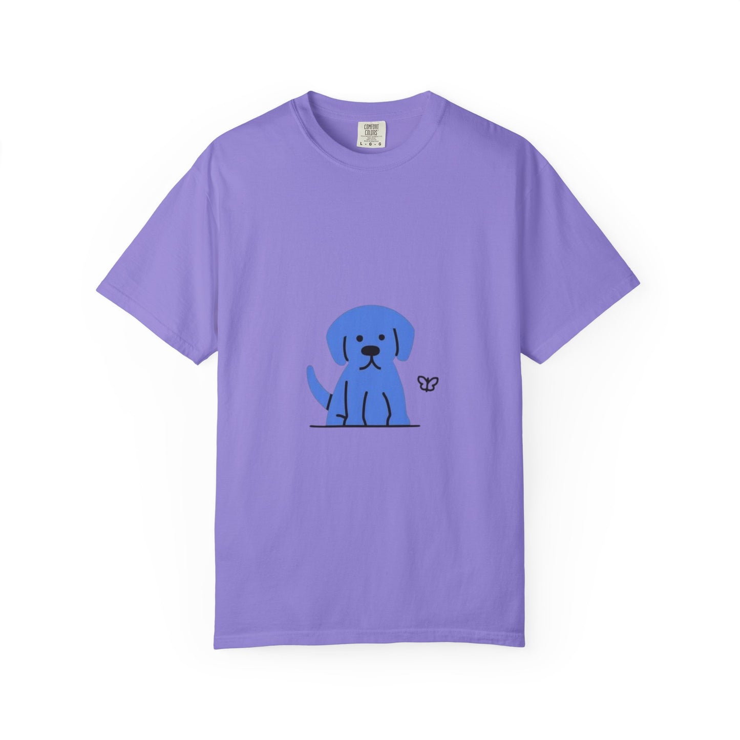Cute Blue Dog Unisex Garment-Dyed T-shirt, Pet Lover Gift, Fashion Tee, Casual Wear, Birthday Present, Dog Lover Apparel