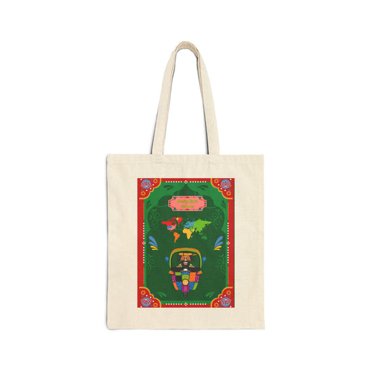 Cute Truck Art Illustrated Cotton Canvas Tote Bag, Eco-Friendly Shopping Bag, Gift for Pet Lovers, Beach Tote, Everyday Carryall