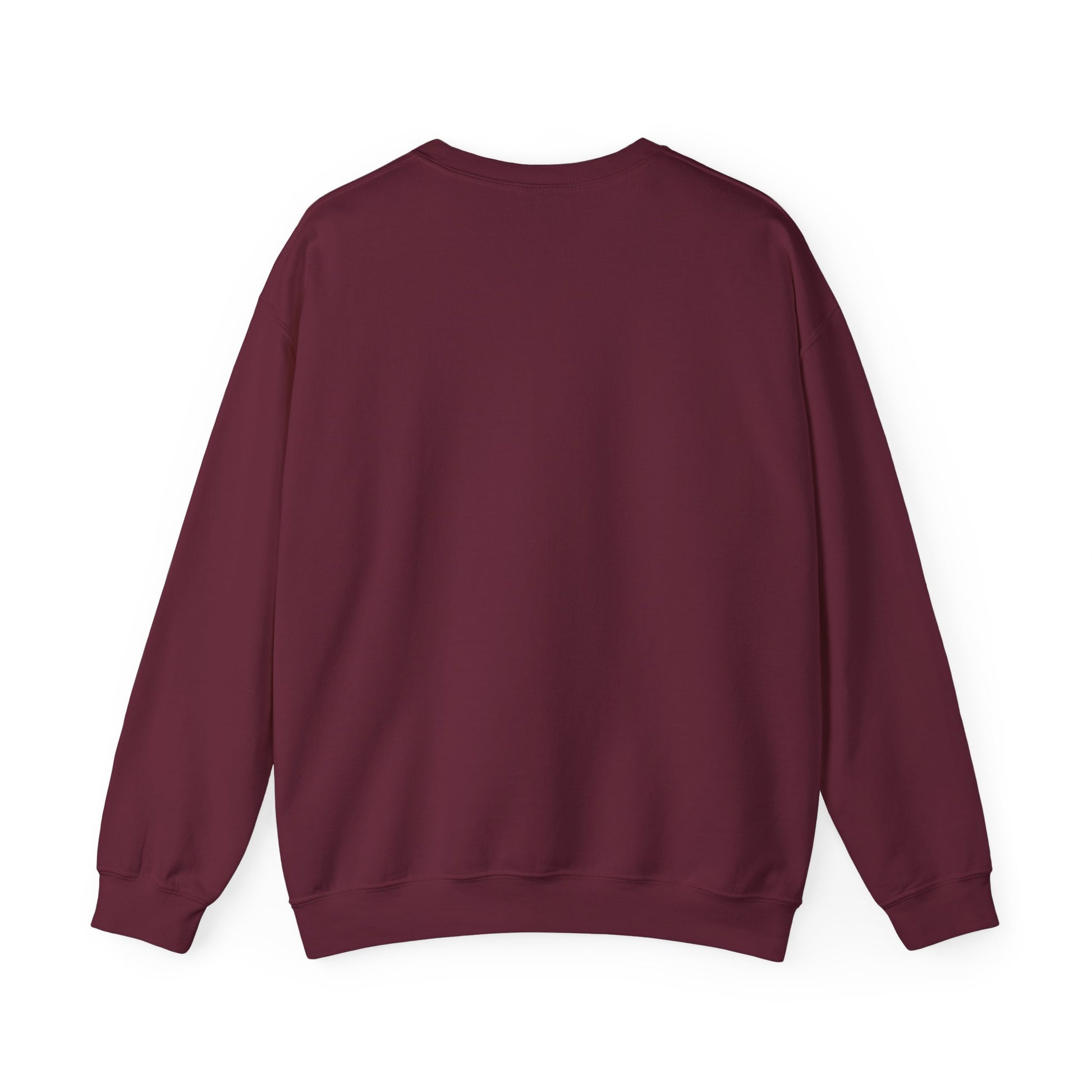 Back view of a cozy sweatshirt with overthinking quote and cute bear design, funny crewneck jumper for men and women, comfy pullover for winter, unique.