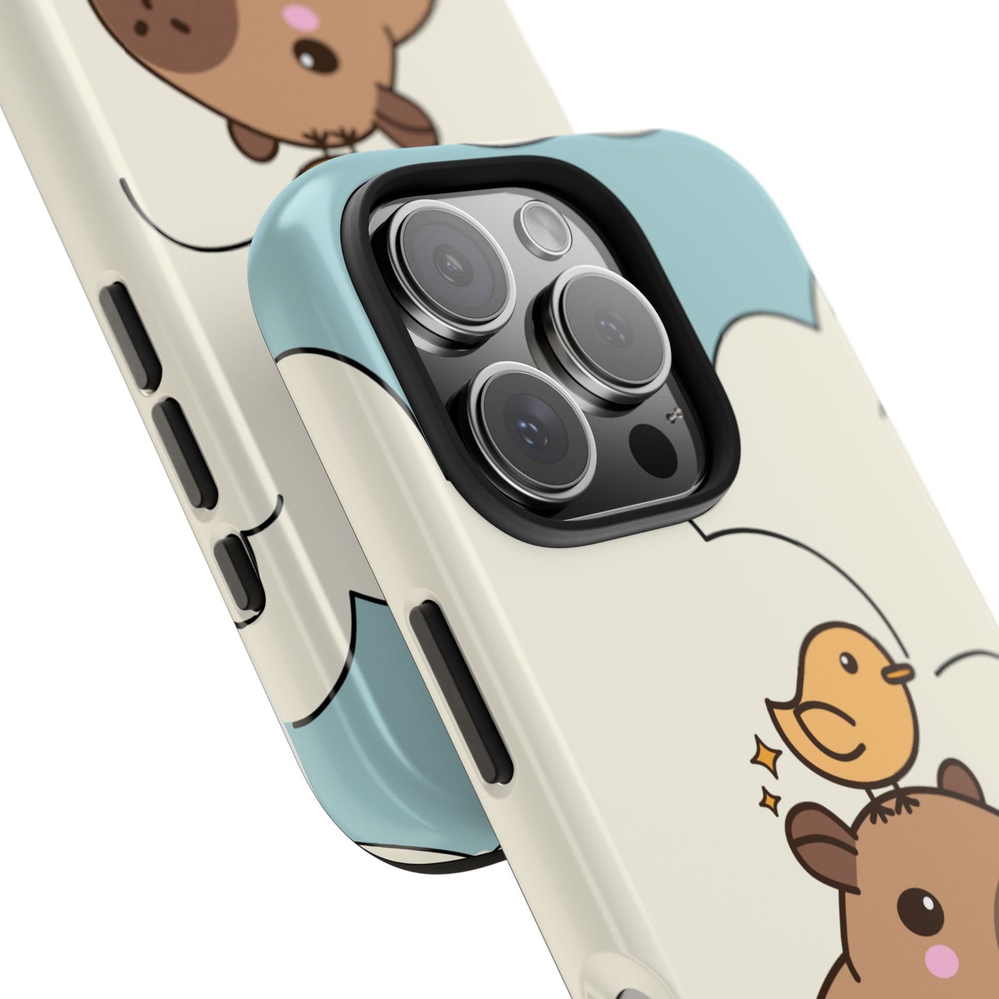 Cute Capybara and Bird Phone Case with Simple Pastel Cartoon Design Adorable Animal Friends Protective Cover for Kawaii and Wholesome Vibes