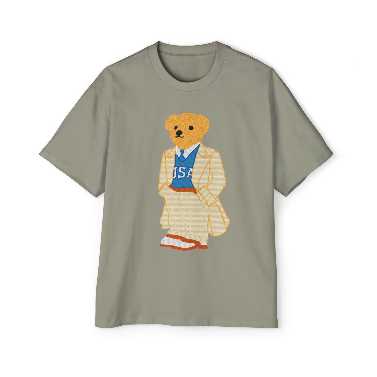 USA Bear Graphic Premium Oversized Tee, Casual Streetwear Shirt, Vintage Style Men's T-Shirt, Funky Bear Tee, Summer Fashion Top
