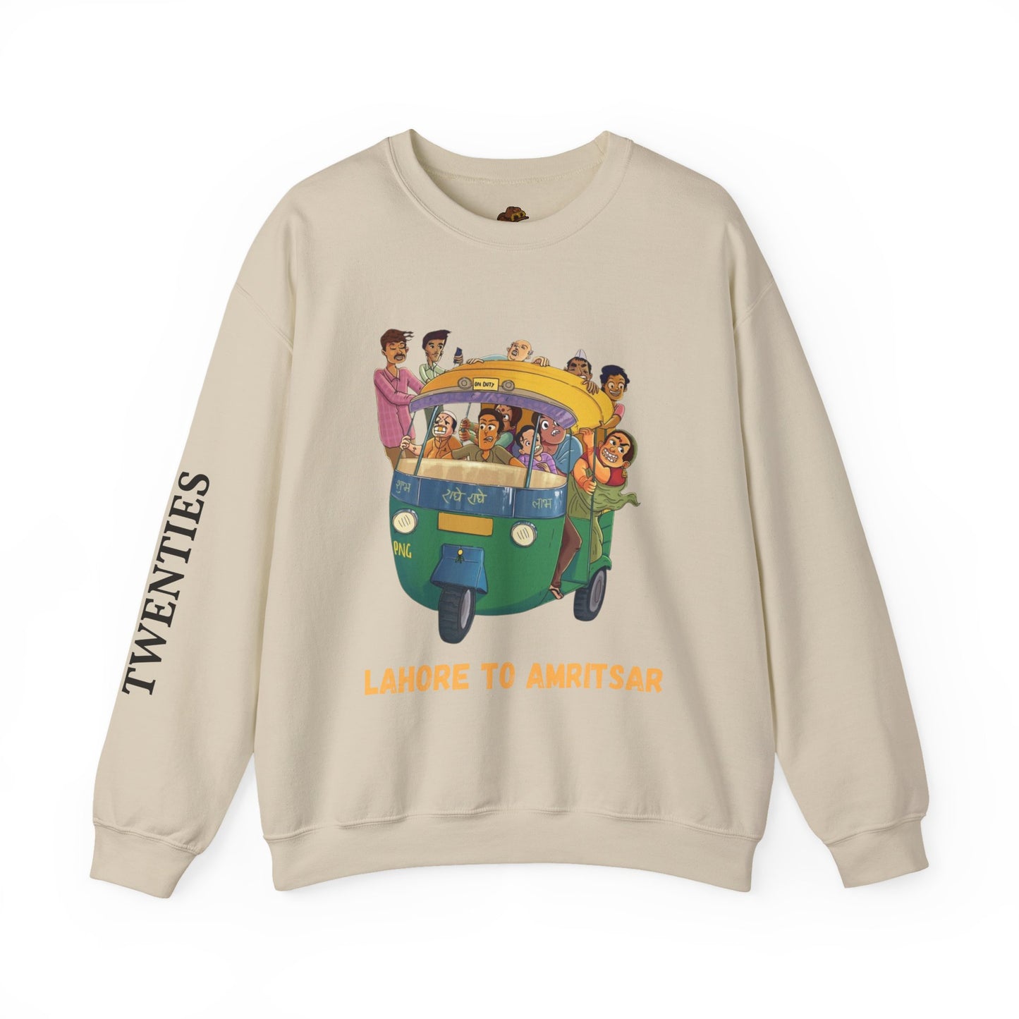 Cultural Adventure Sweatshirt - Lahore to Amritsar Design, (Customizable Text on the Arm) Unisex Crew, Comfy Casual Wear