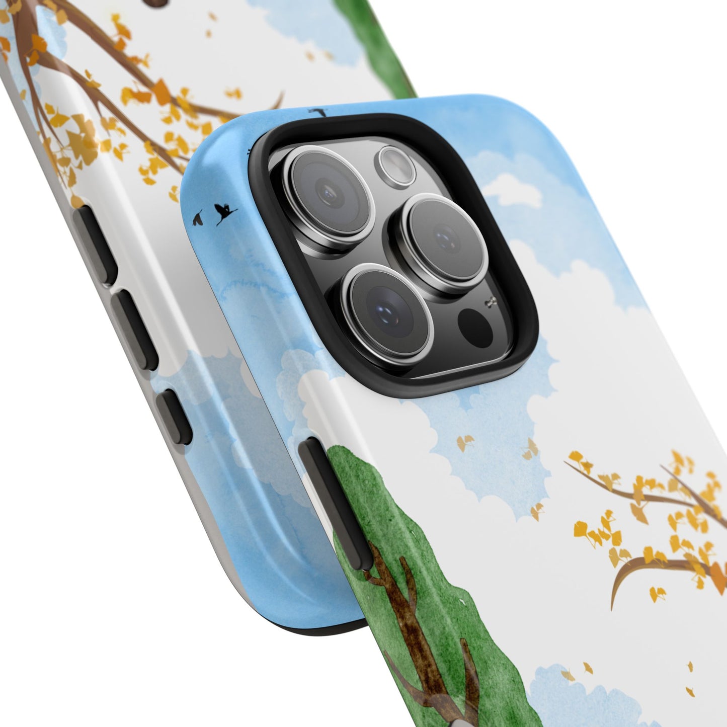 Cozy Reading Girl Phone Case with Peaceful Nature Scene Trees and Flowers Serene Pastel Design Protective Cover for Book Lovers and Dreamers