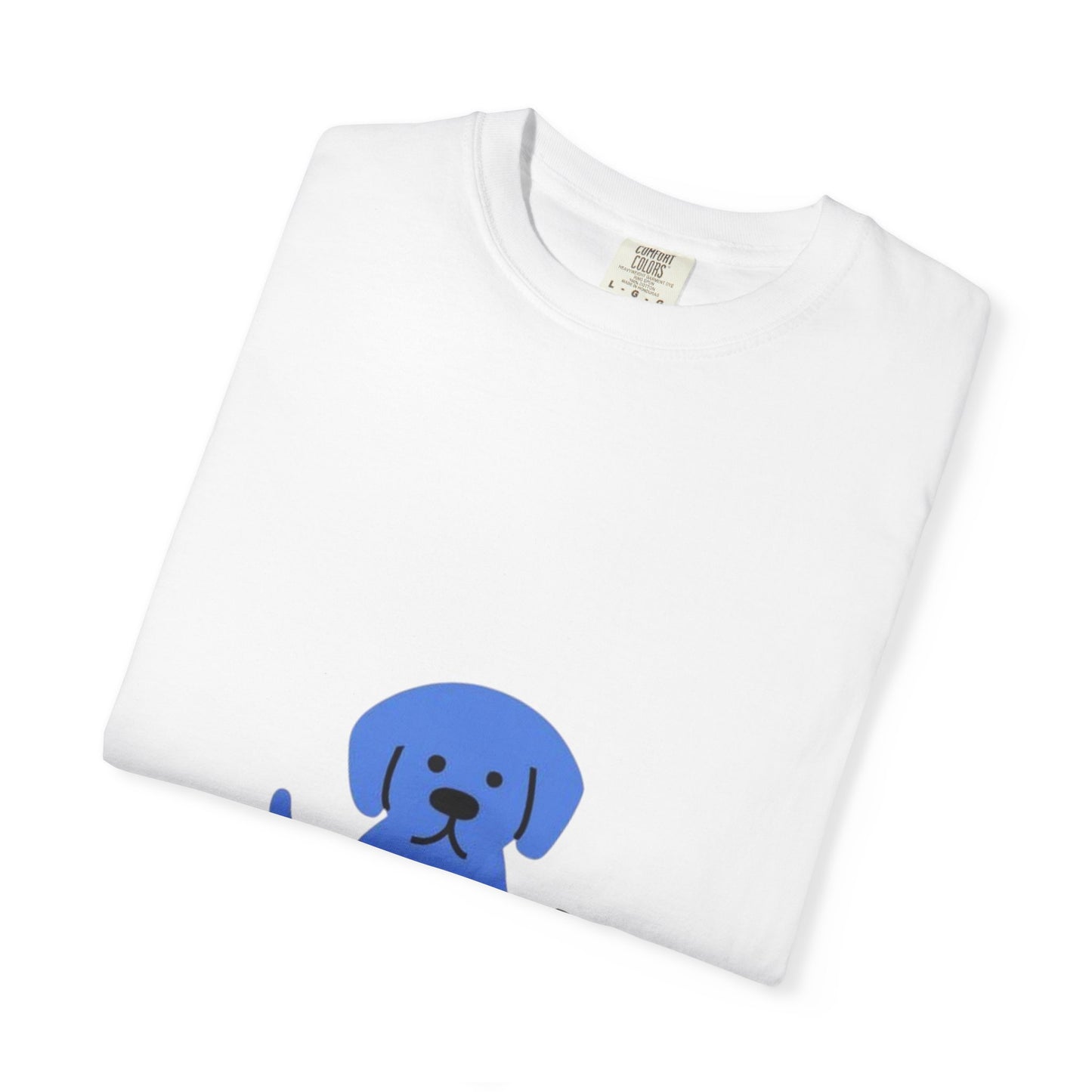 Cute Blue Dog Unisex Garment-Dyed T-shirt, Pet Lover Gift, Fashion Tee, Casual Wear, Birthday Present, Dog Lover Apparel