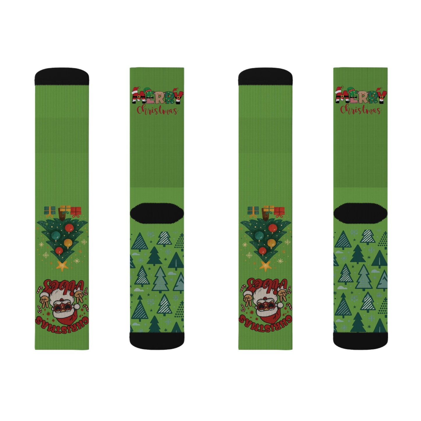 Santa Truck Graphic Socks | Christmas Sublimation Crew Socks