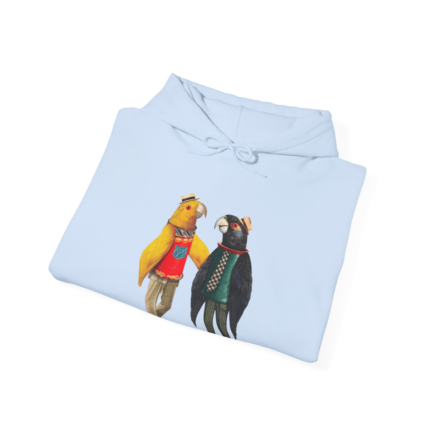 Hooded Sweatshirt Love Birds Parrots Couple Illustrations