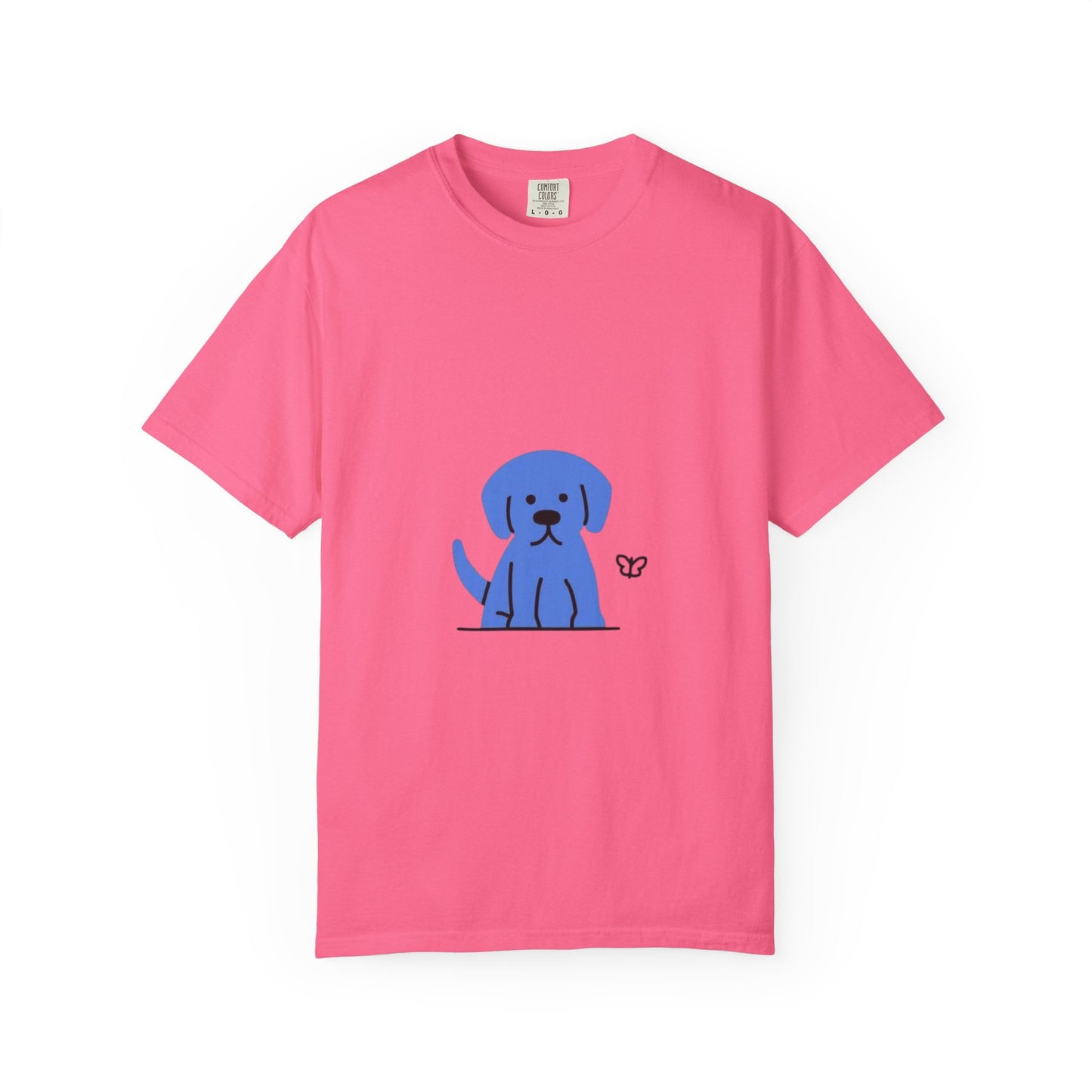 Cute Blue Dog Unisex Garment-Dyed T-shirt, Pet Lover Gift, Fashion Tee, Casual Wear, Birthday Present, Dog Lover Apparel