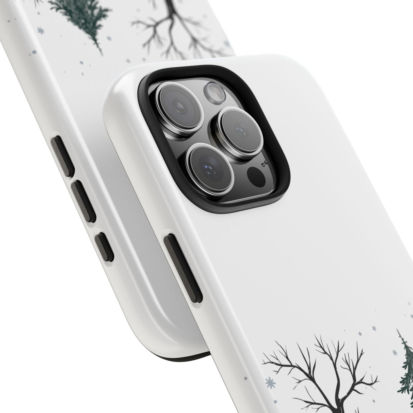 Winter Snowman Phone Case with Forest Trees and Snowflakes Cute Holiday Design Protective Cover for Christmas and Cozy Seasonal Vibes