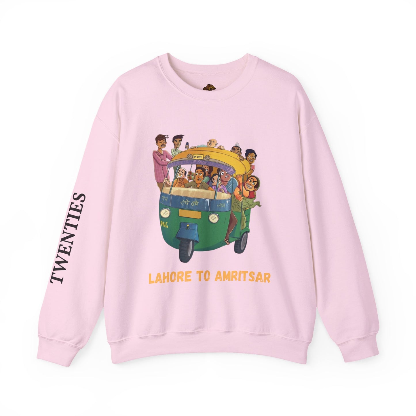Cultural Adventure Sweatshirt - Lahore to Amritsar Design, (Customizable Text on the Arm) Unisex Crew, Comfy Casual Wear