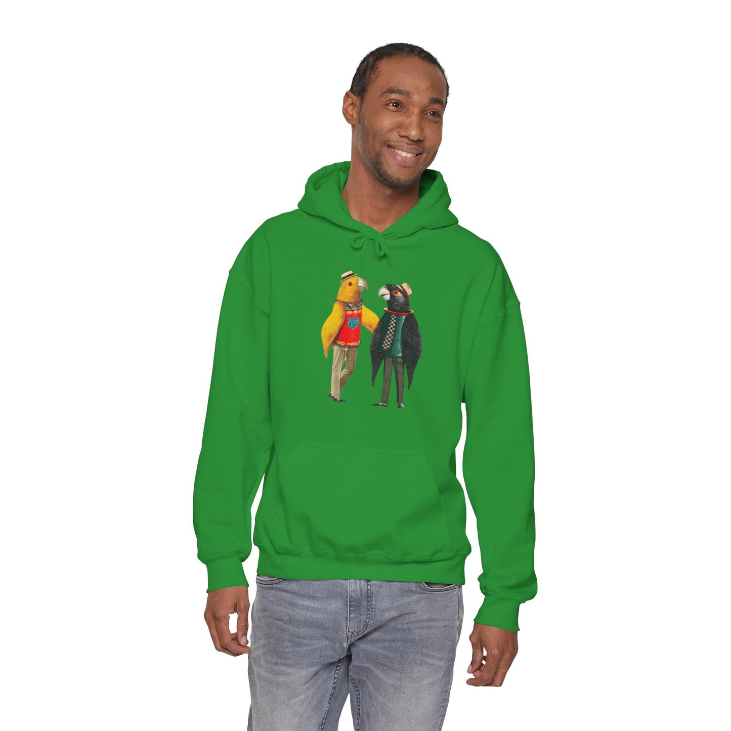 Hooded Sweatshirt Love Birds Parrots Couple Illustrations