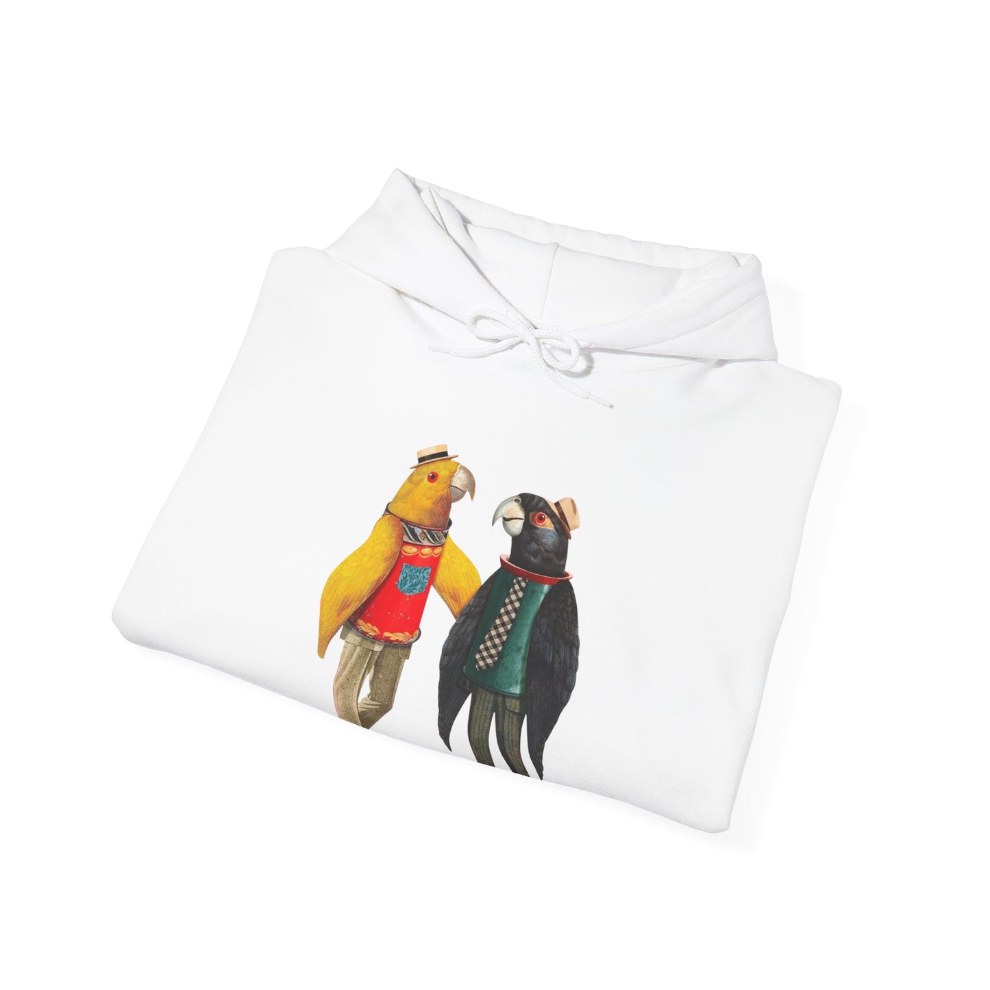 Hooded Sweatshirt Love Birds Parrots Couple Illustrations