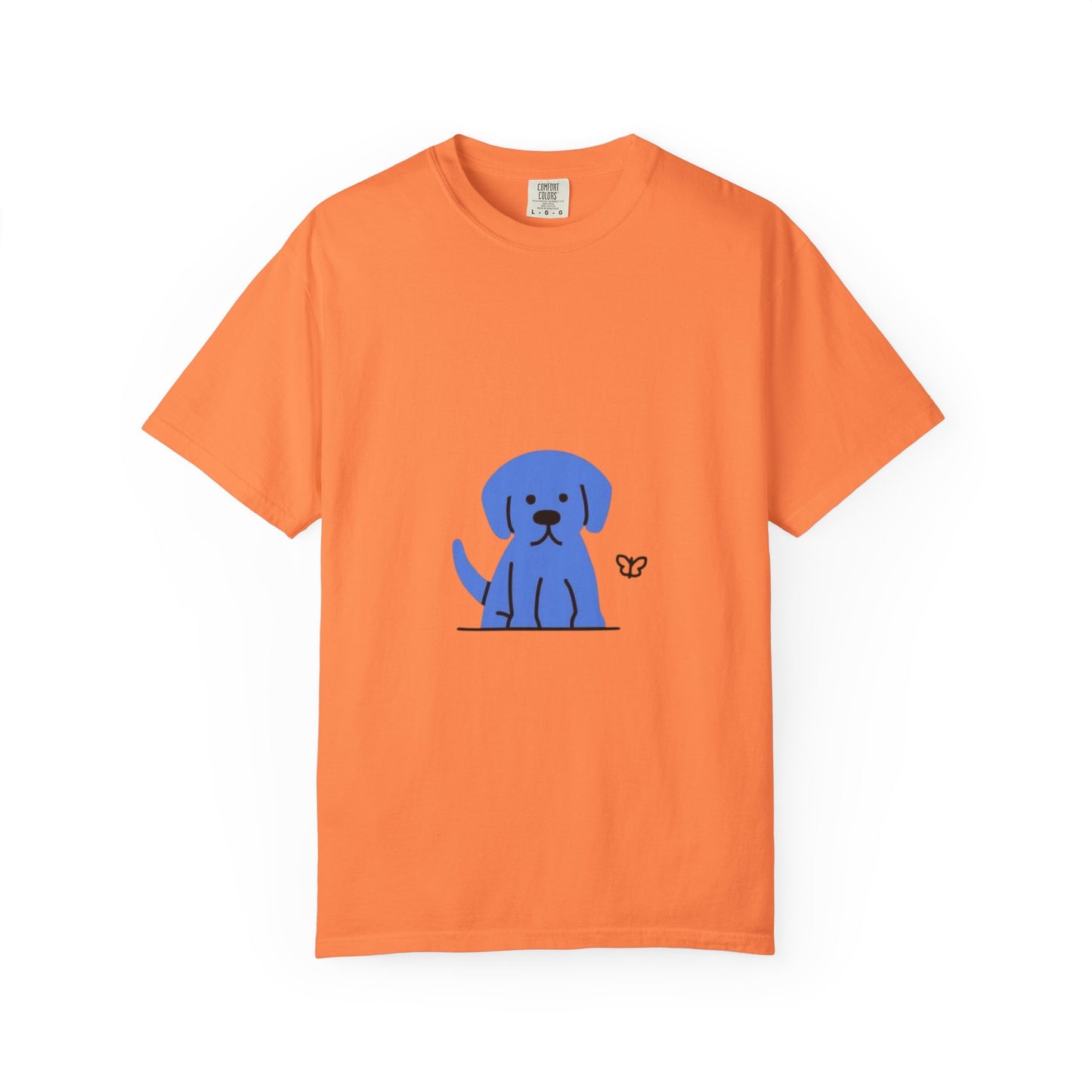 Cute Blue Dog Unisex Garment-Dyed T-shirt, Pet Lover Gift, Fashion Tee, Casual Wear, Birthday Present, Dog Lover Apparel