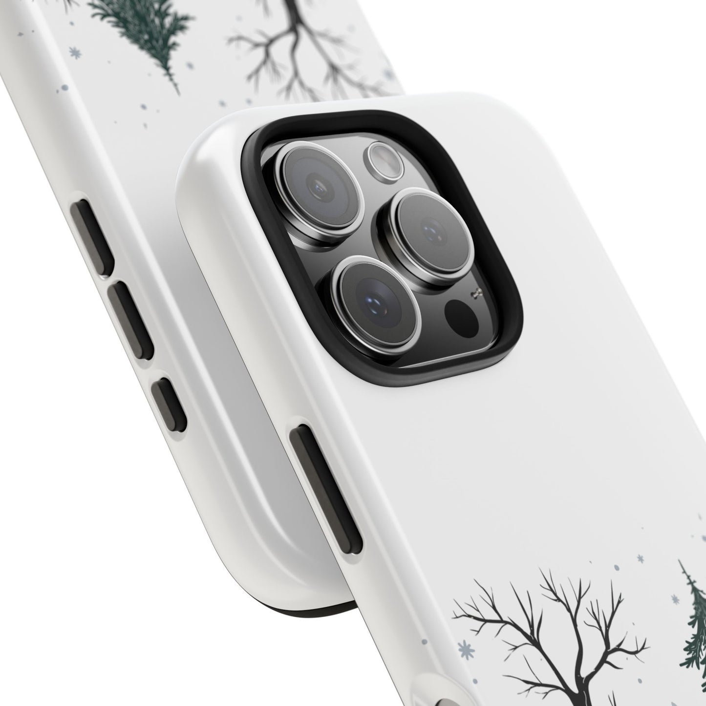 Winter Snowman Phone Case with Forest Trees and Snowflakes Cute Holiday Design Protective Cover for Christmas and Cozy Seasonal Vibes