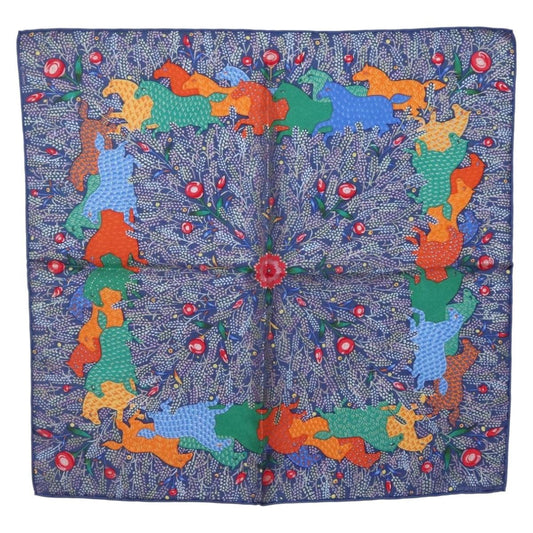 Authentic vintage Hermes silk scarf featuring unicorns in a relaxed fit; graphic tee and hoodie style accessory, elegant and timeless.